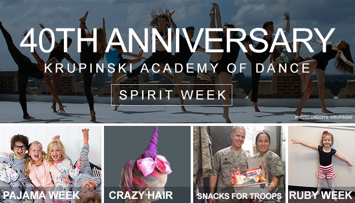 Celebrating the 40th Anniversary of Krupinski Academy of Dance with spirit week.