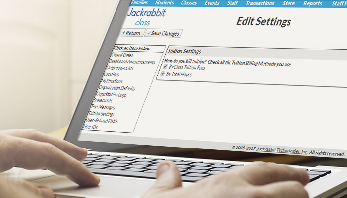 Jackrabbit Class tuition settings