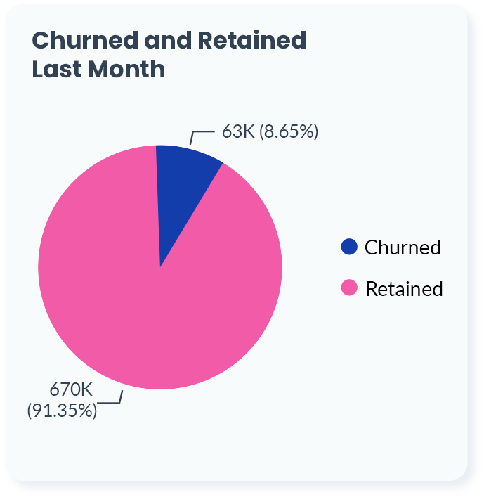 churn and retain pie chart