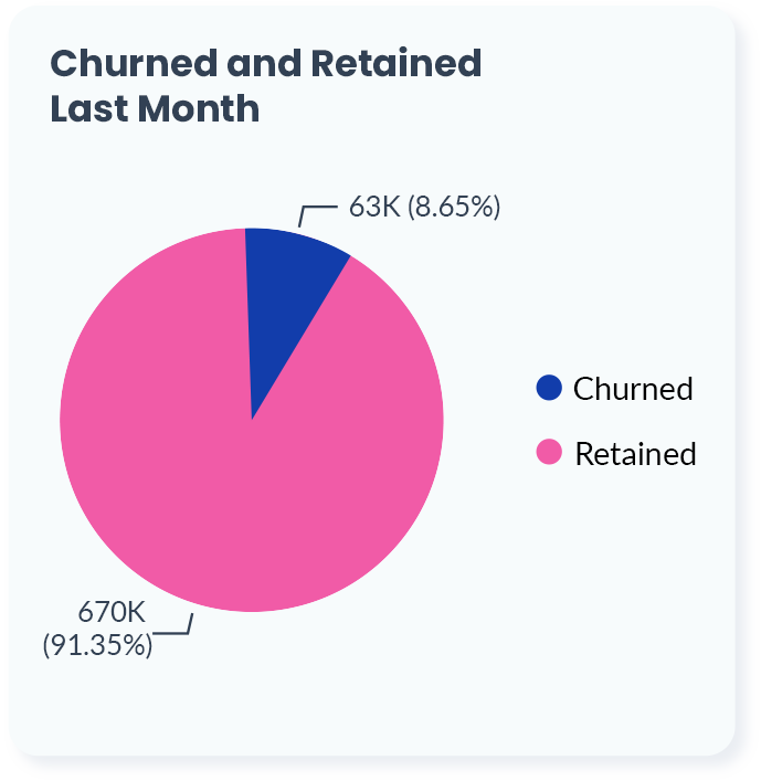 churn and retain pie chart