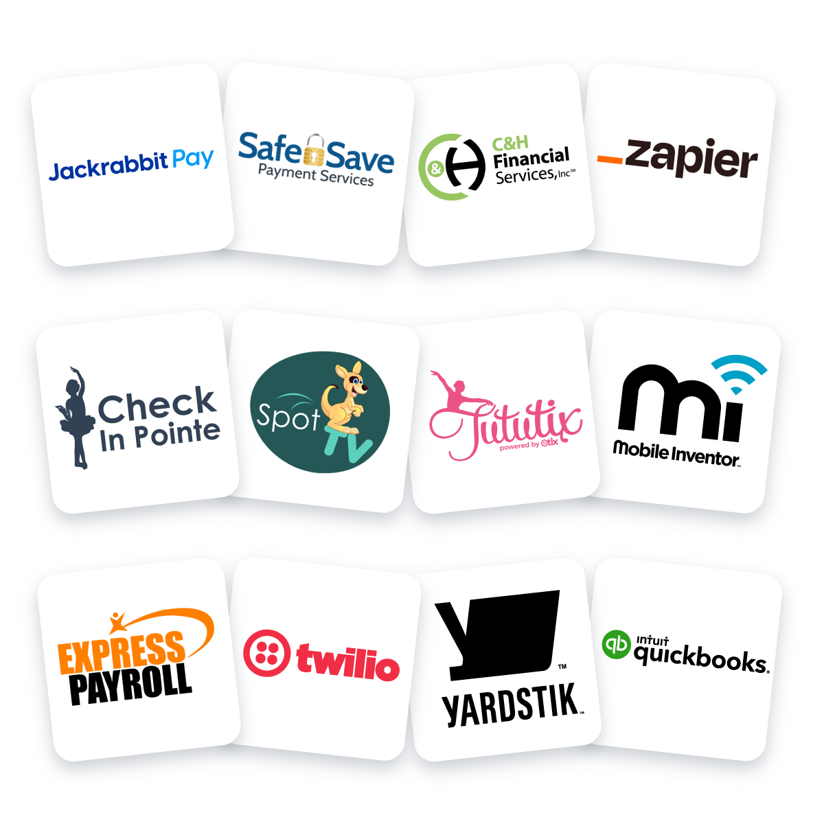 Jackrabbit Dance partner integrations logos tiles