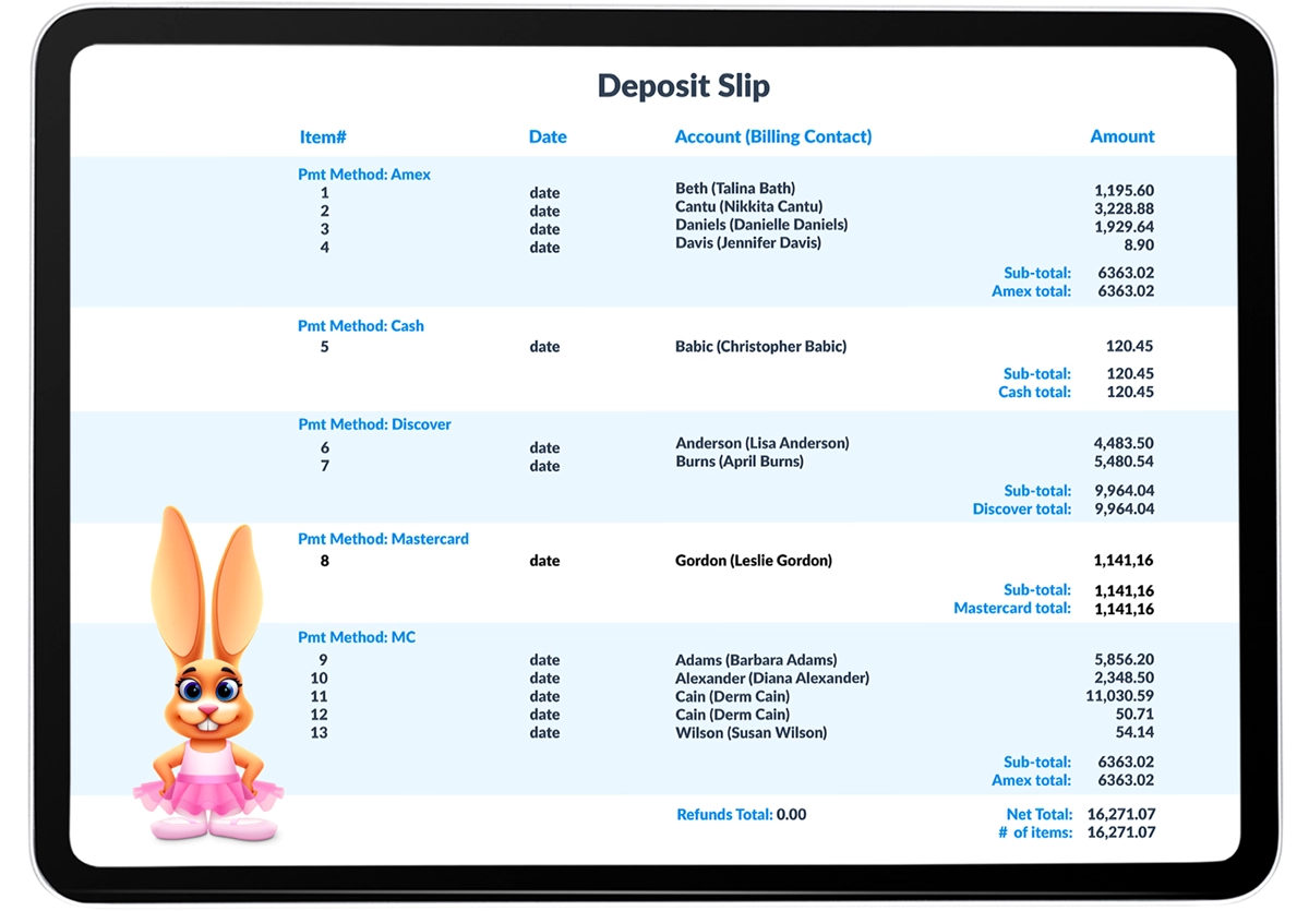 jackrabbit deposit slip tablet