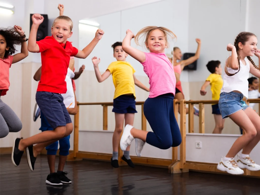 Children dancing in dance studio