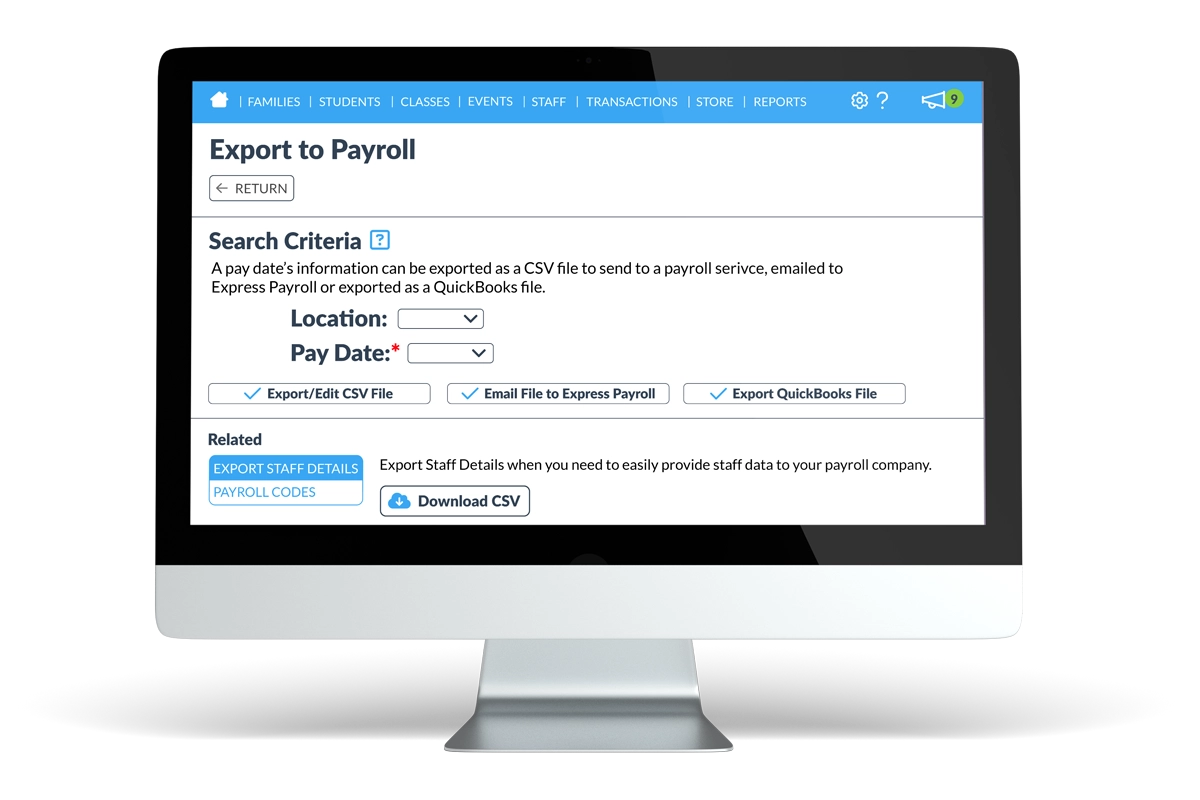 export payroll screen desktop