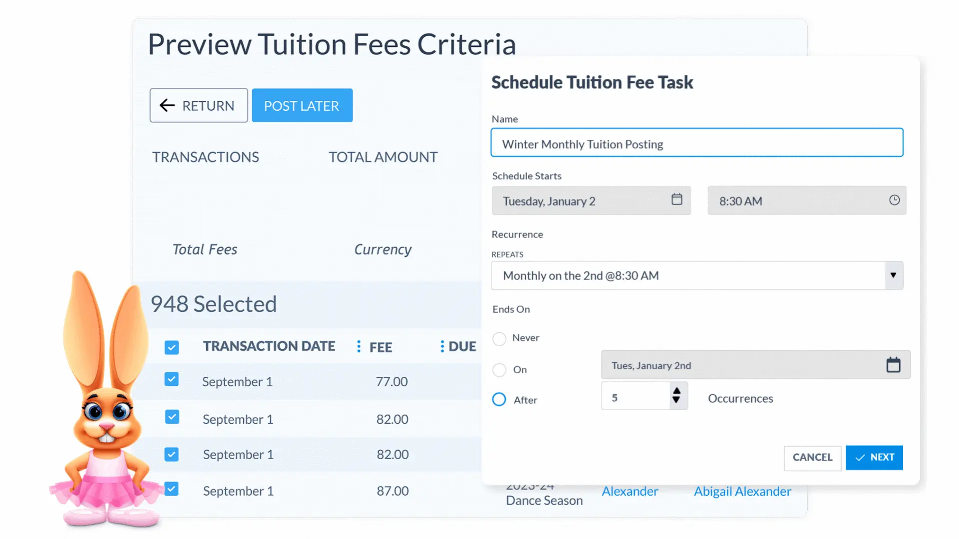 tuition fees screen
