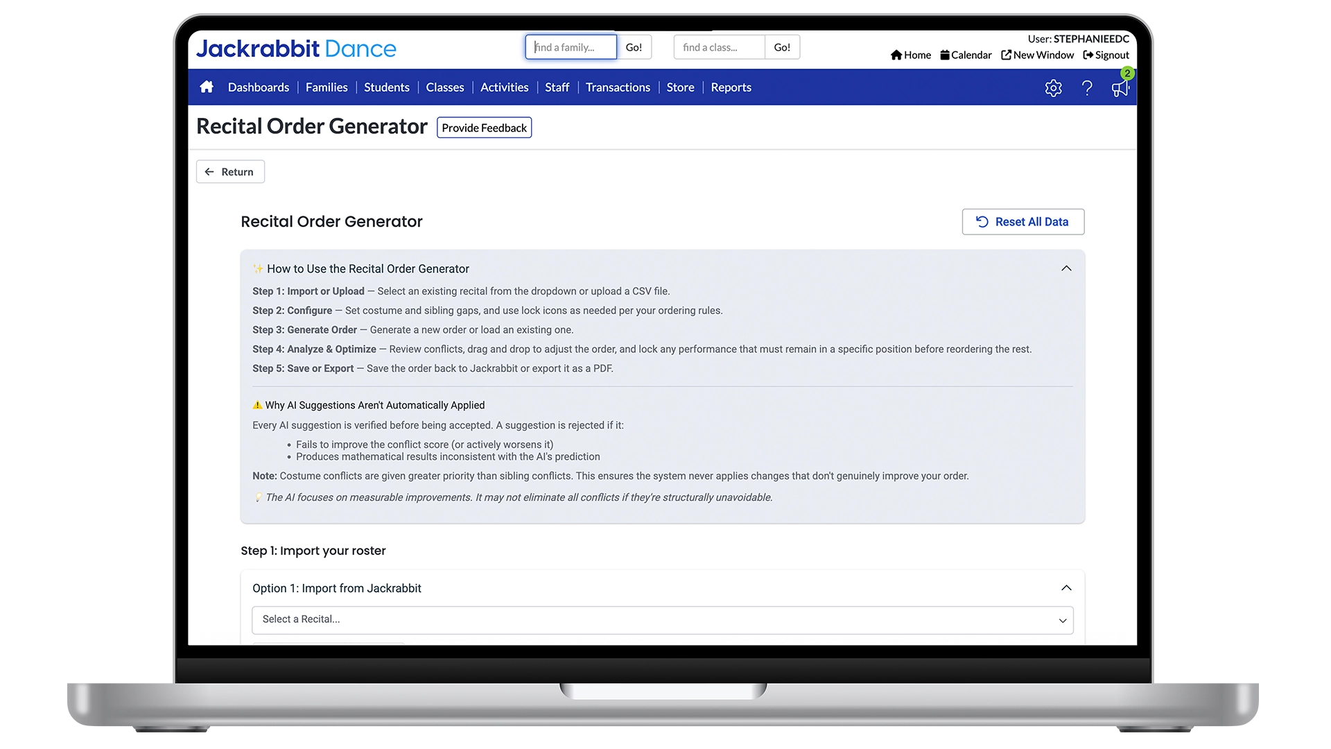 recital order generator
